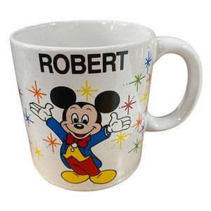 Vtg Walt Disney World personalized Robert mug Magic Kingdom & Epcot on back 1988